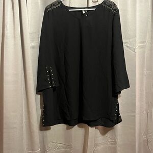 Elegant Black Studded Women's Top
